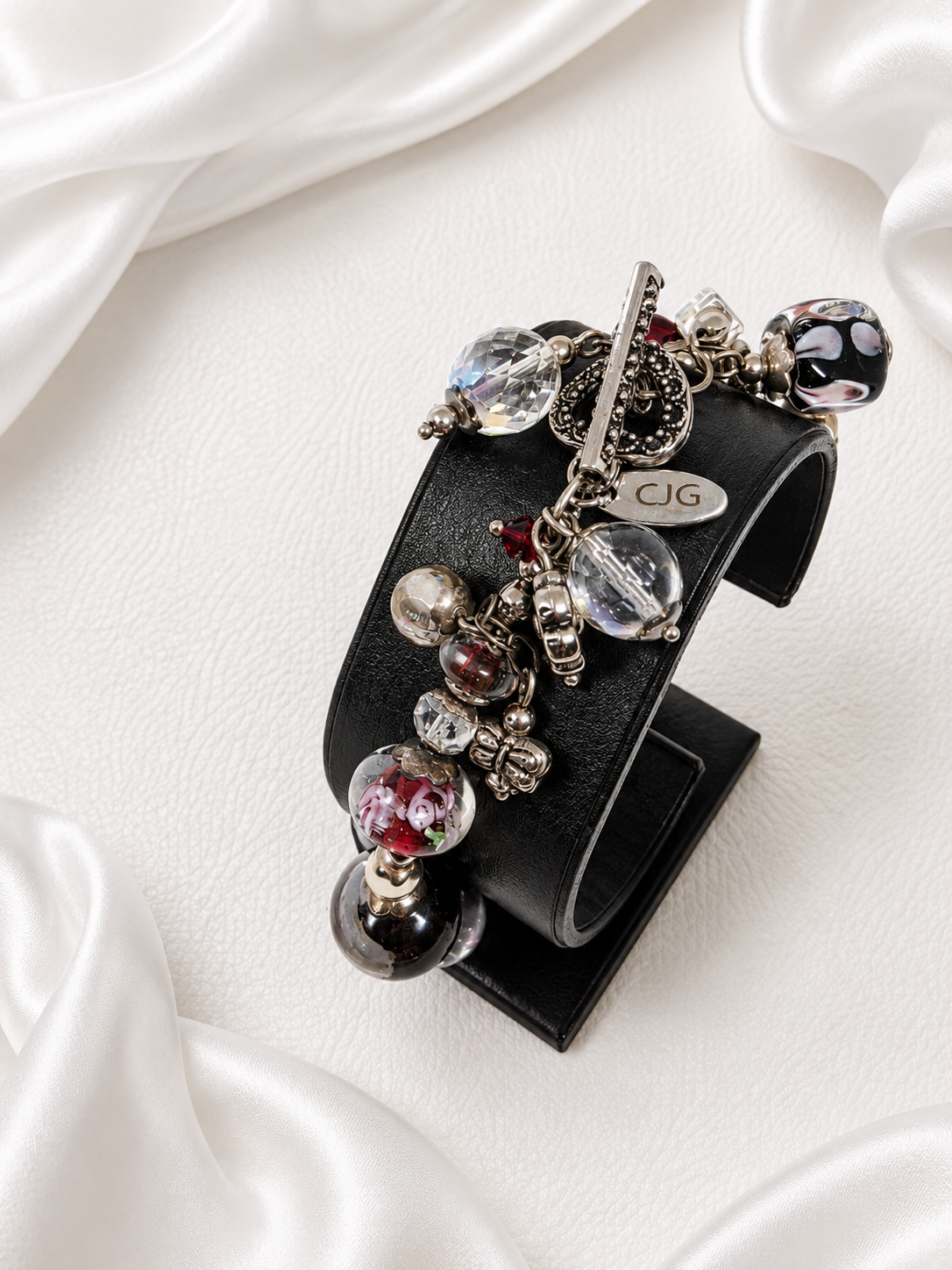 Cranberry Pandora Glass Charm Bracelet