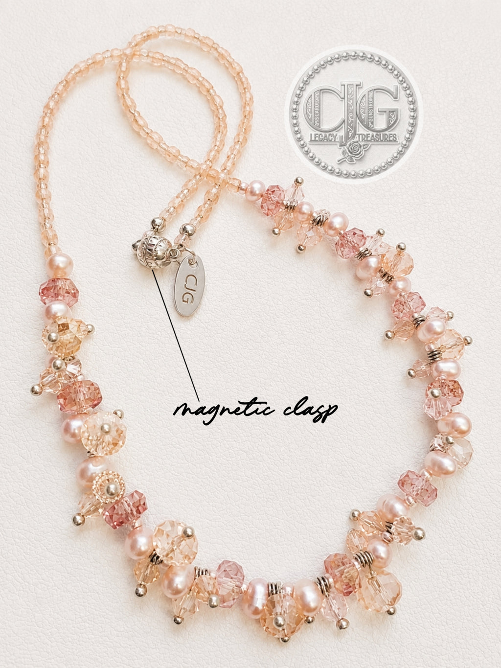 Blush Pearl & Crystal Cluster Necklace
