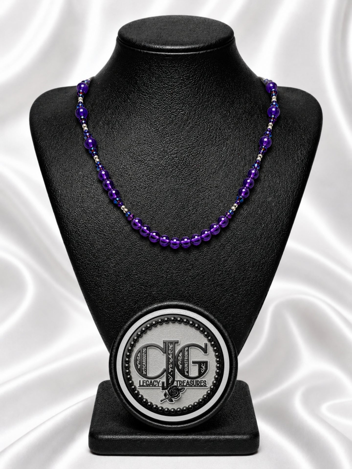 Amethyst & Iridescent Beaded Necklace