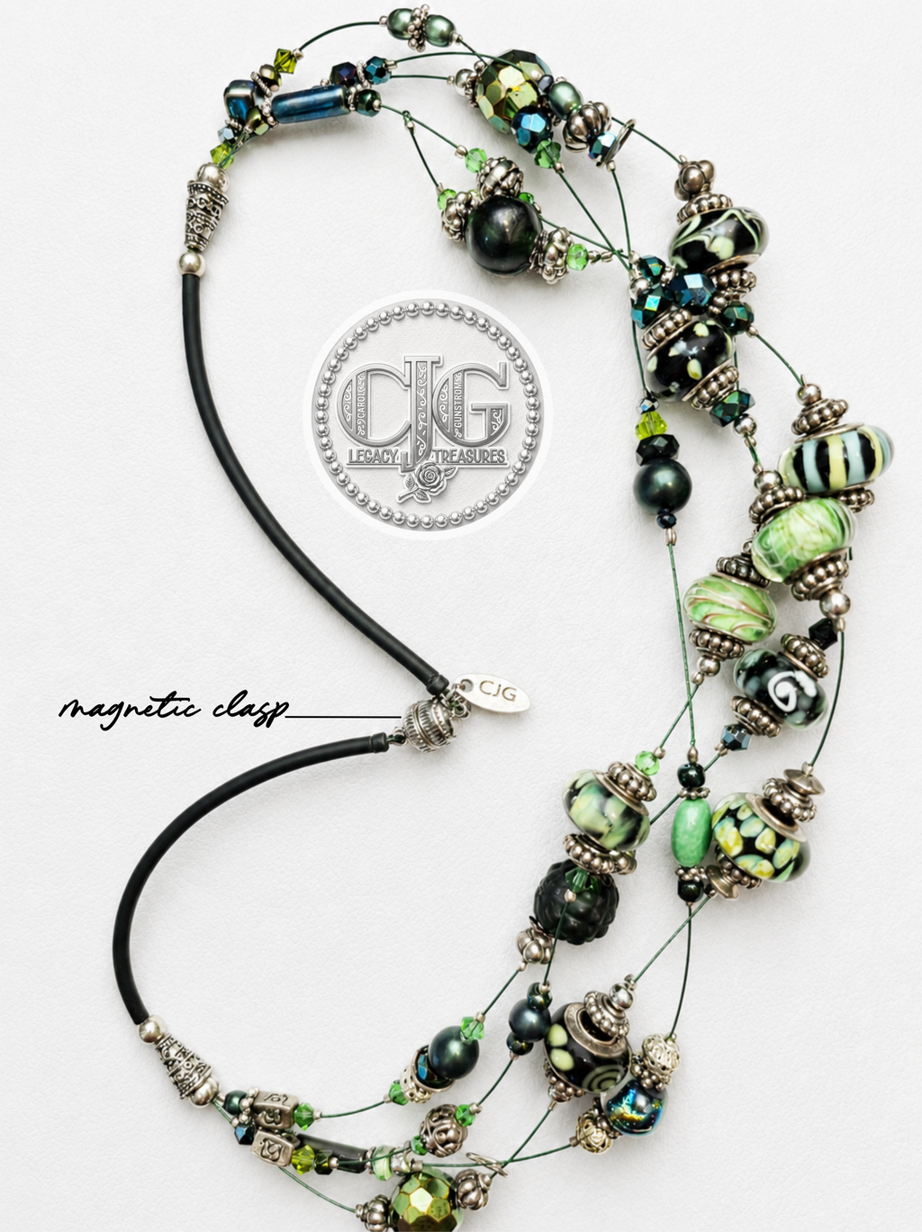 Enchanted Forest Lampwork Glass Illusion Necklace