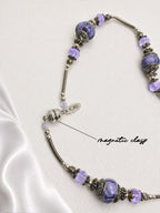 Lavender Butterfly Pandora Necklace & Crystal Earrings Set