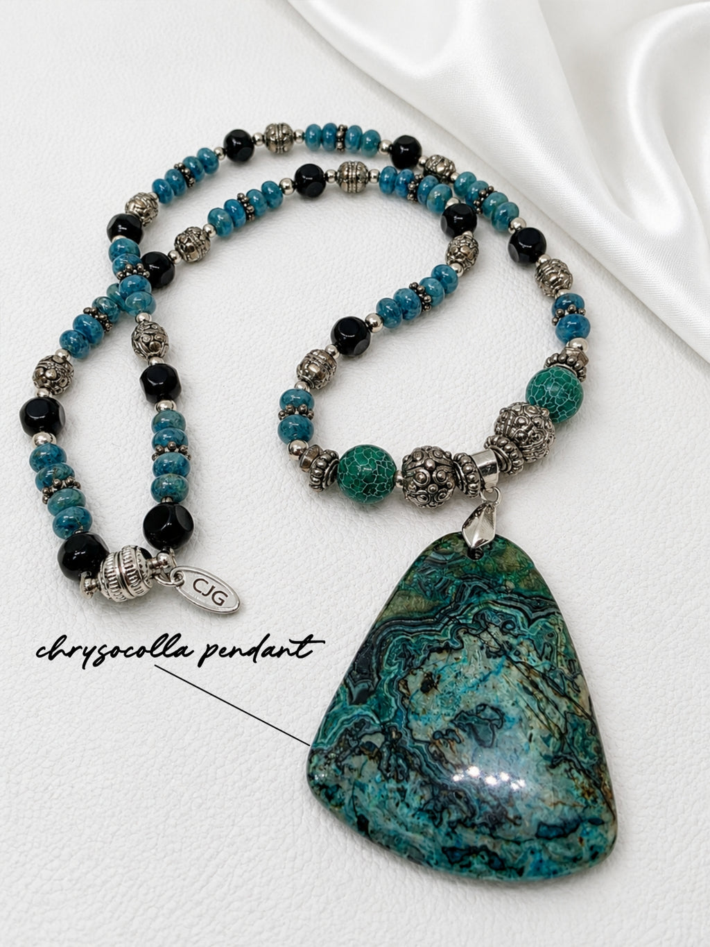 Blue-Green Chrysocolla Pendant Necklace