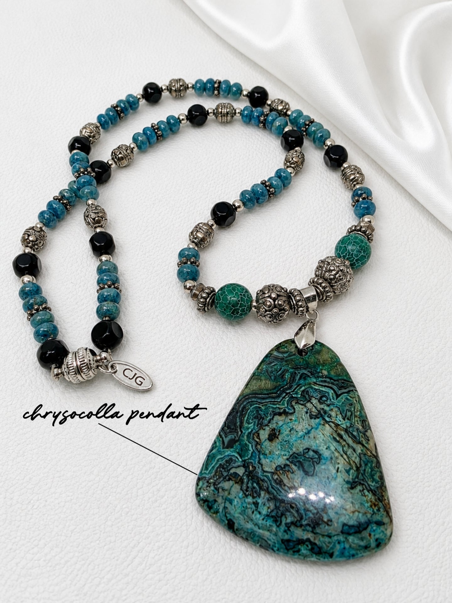 Blue-Green Chrysocolla Pendant Necklace