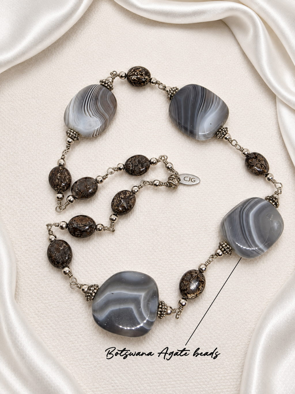 Grey-Brown Botswana Agate & Jasper Necklace