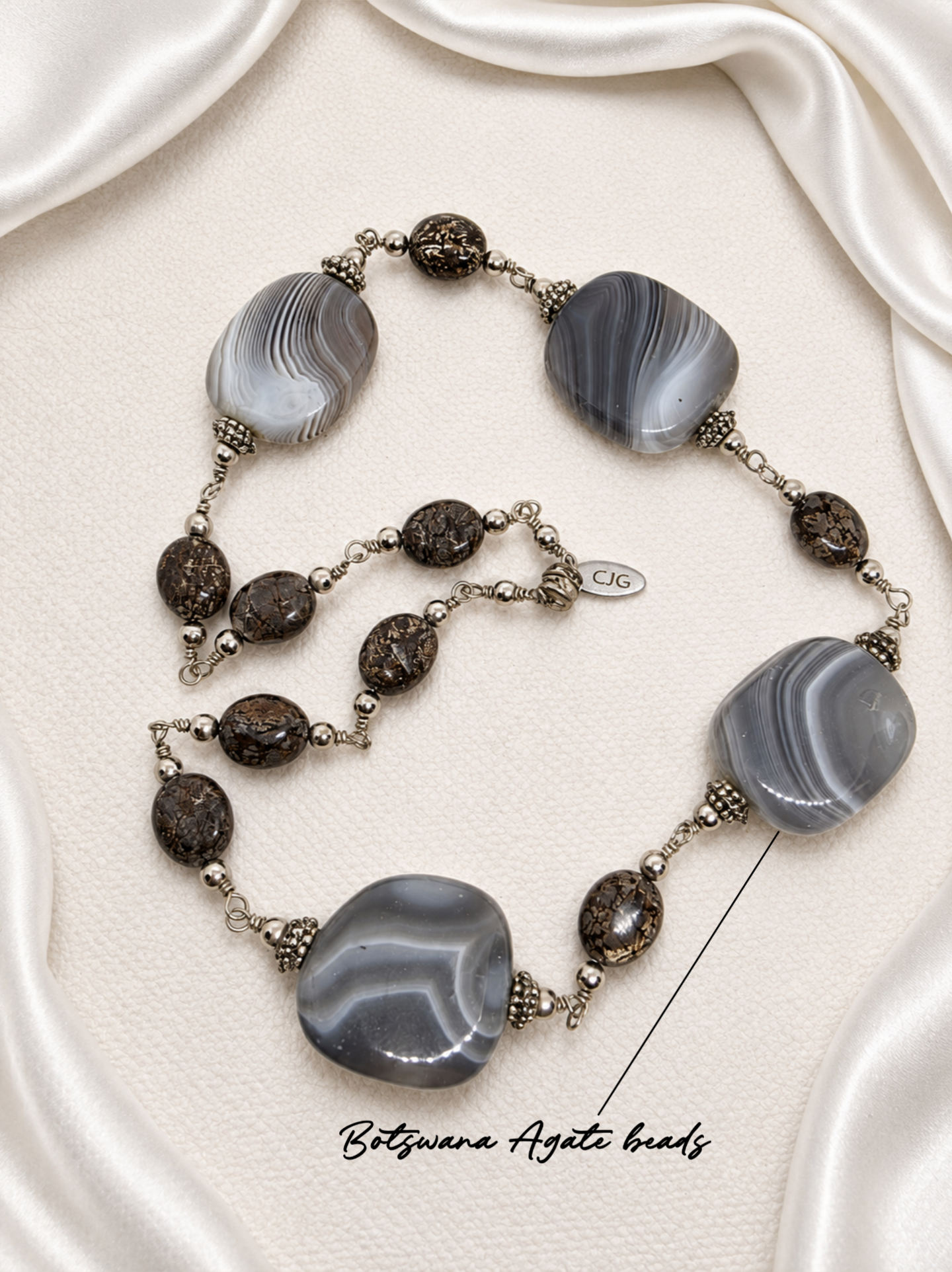 Grey-Brown Botswana Agate & Jasper Necklace