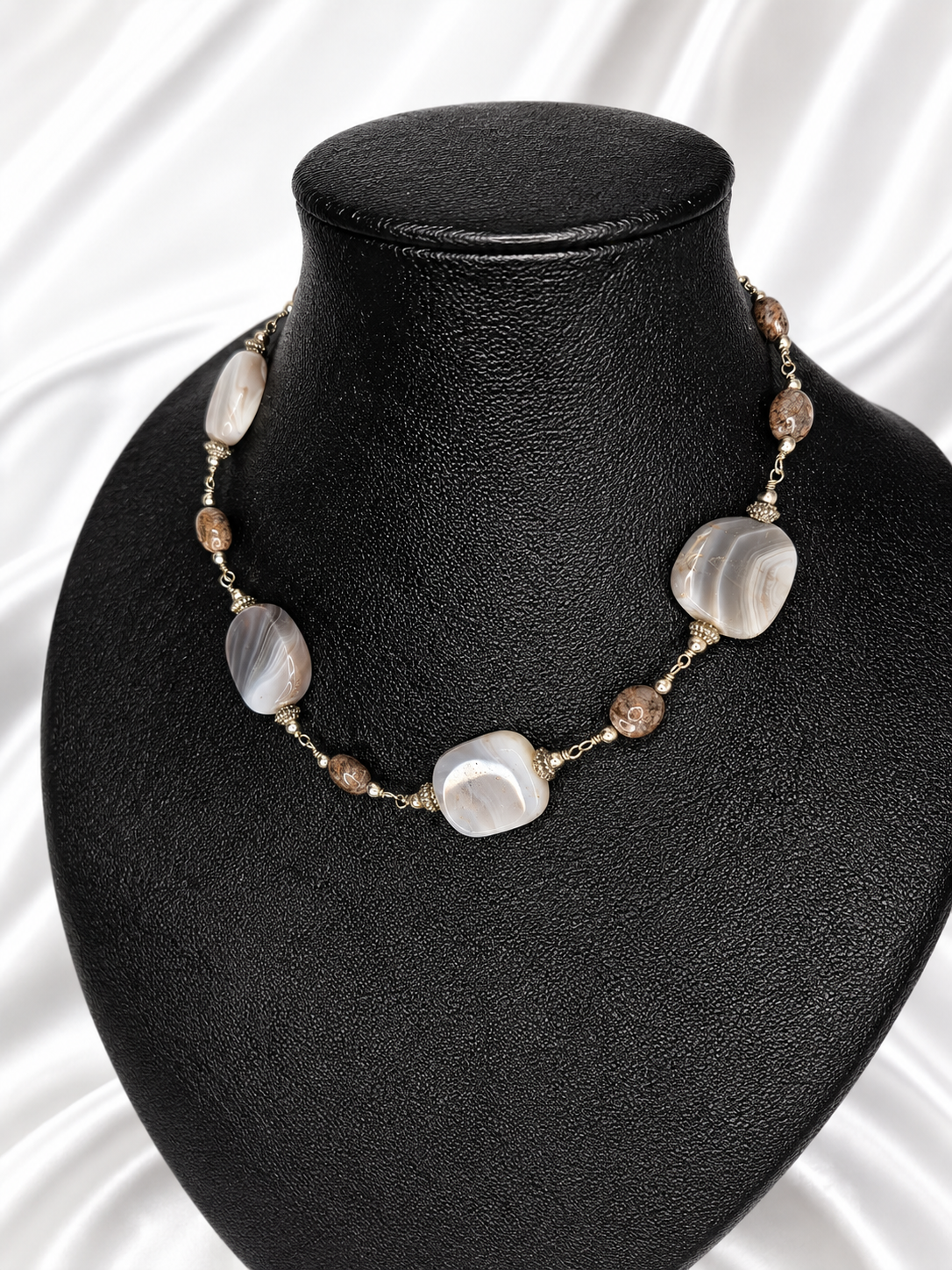 Grey-Brown Botswana Agate & Jasper Necklace