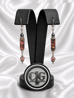 Red-Black Jasper & Crystal Drop Earrings