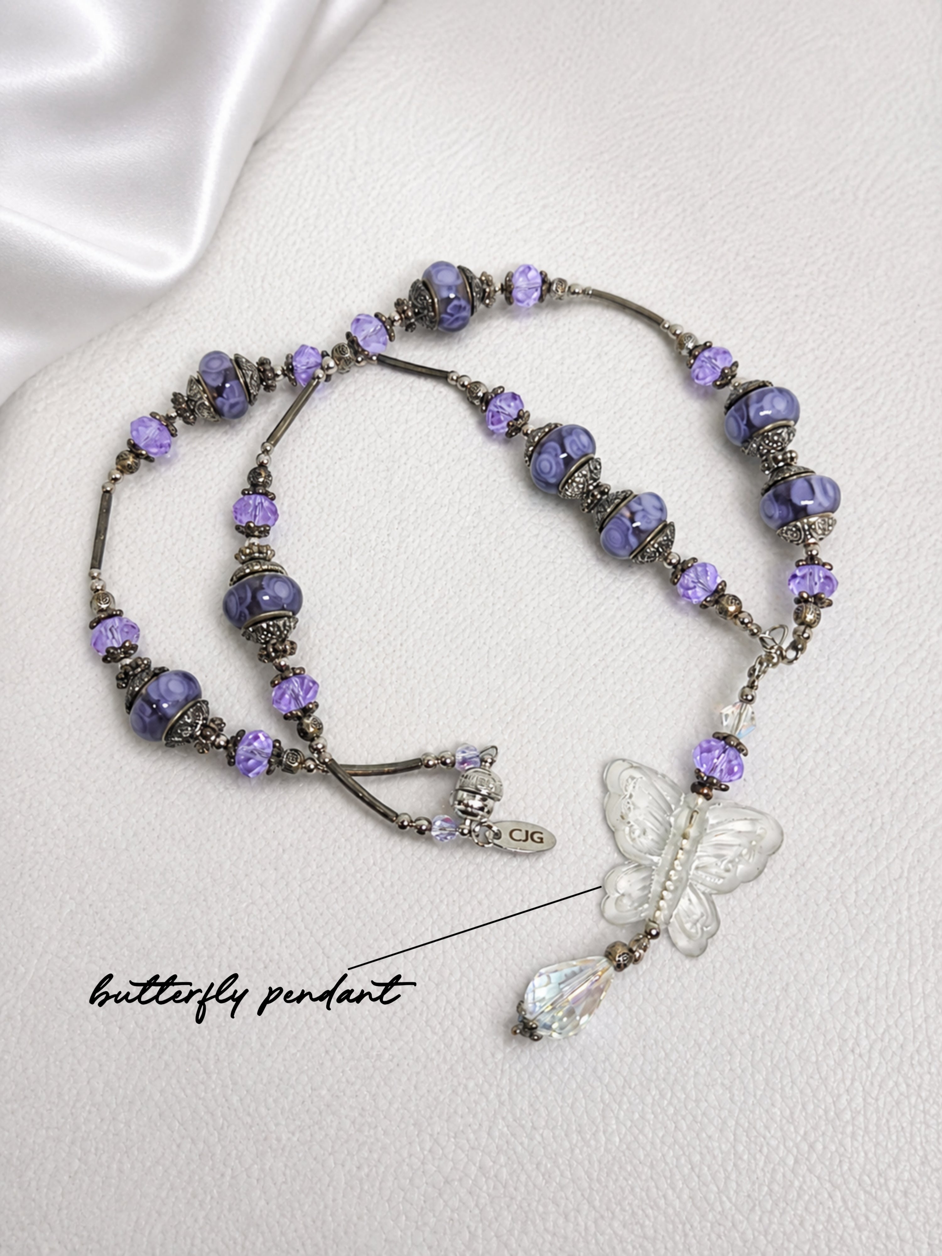 Lavender Pandora Butterfly Necklace