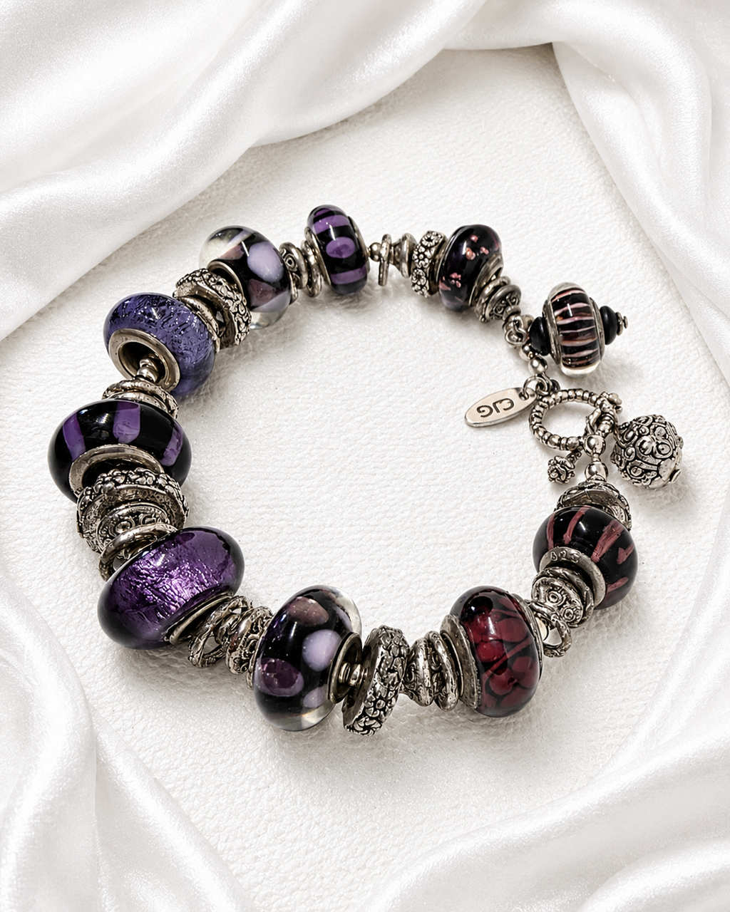 Midnight Plum Pandora Glass Bead Bracelet