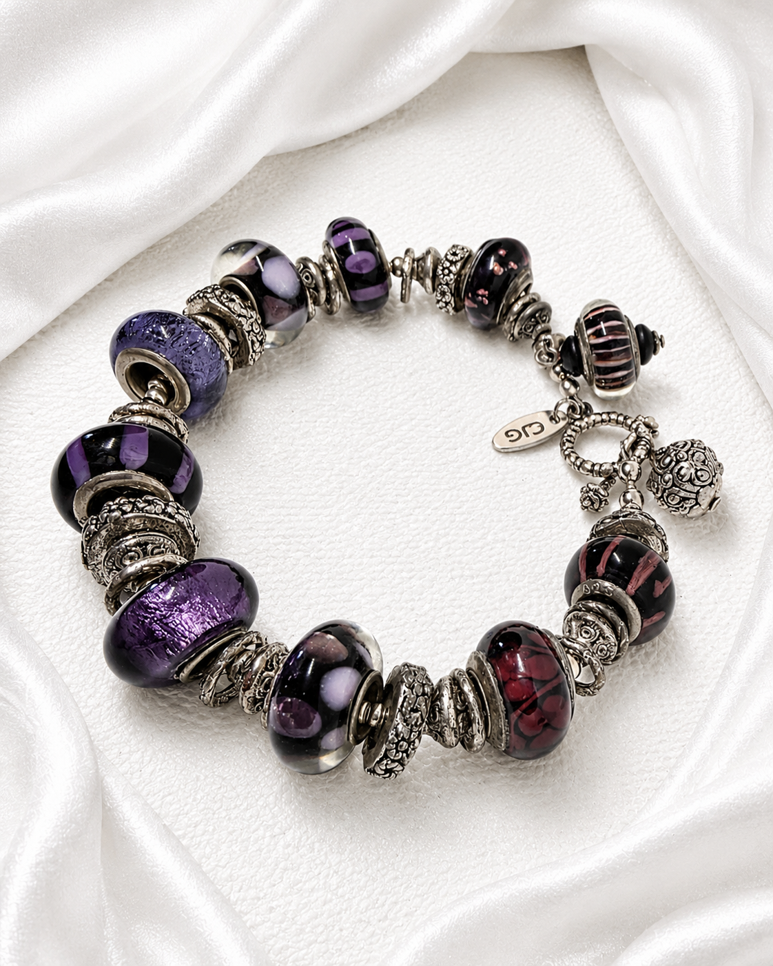 Midnight Plum Pandora Glass Bead Bracelet