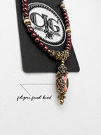 Burgundy Pearl & Filigree Pendant Necklace