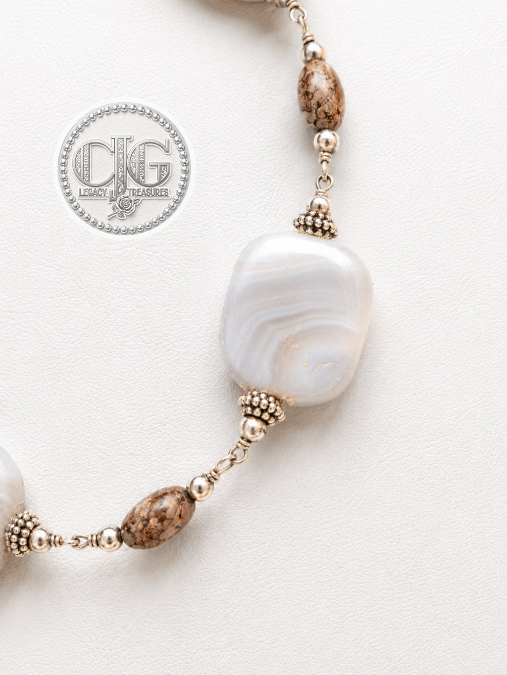 Grey & Brown Lace Agate Necklace