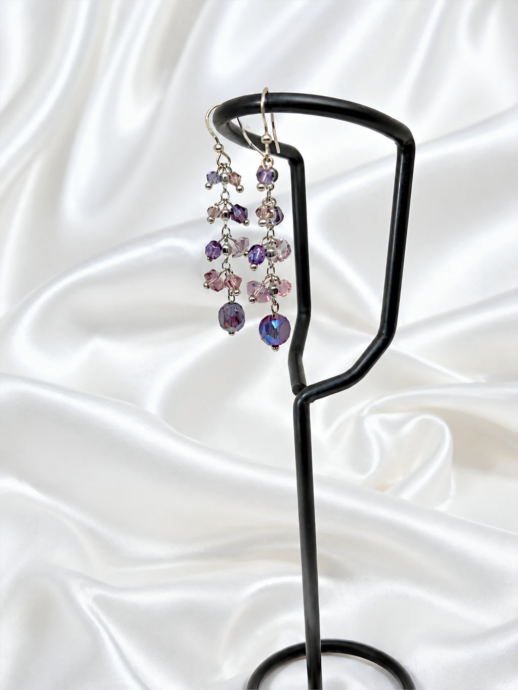 Purple Crystal Cascade Earrings