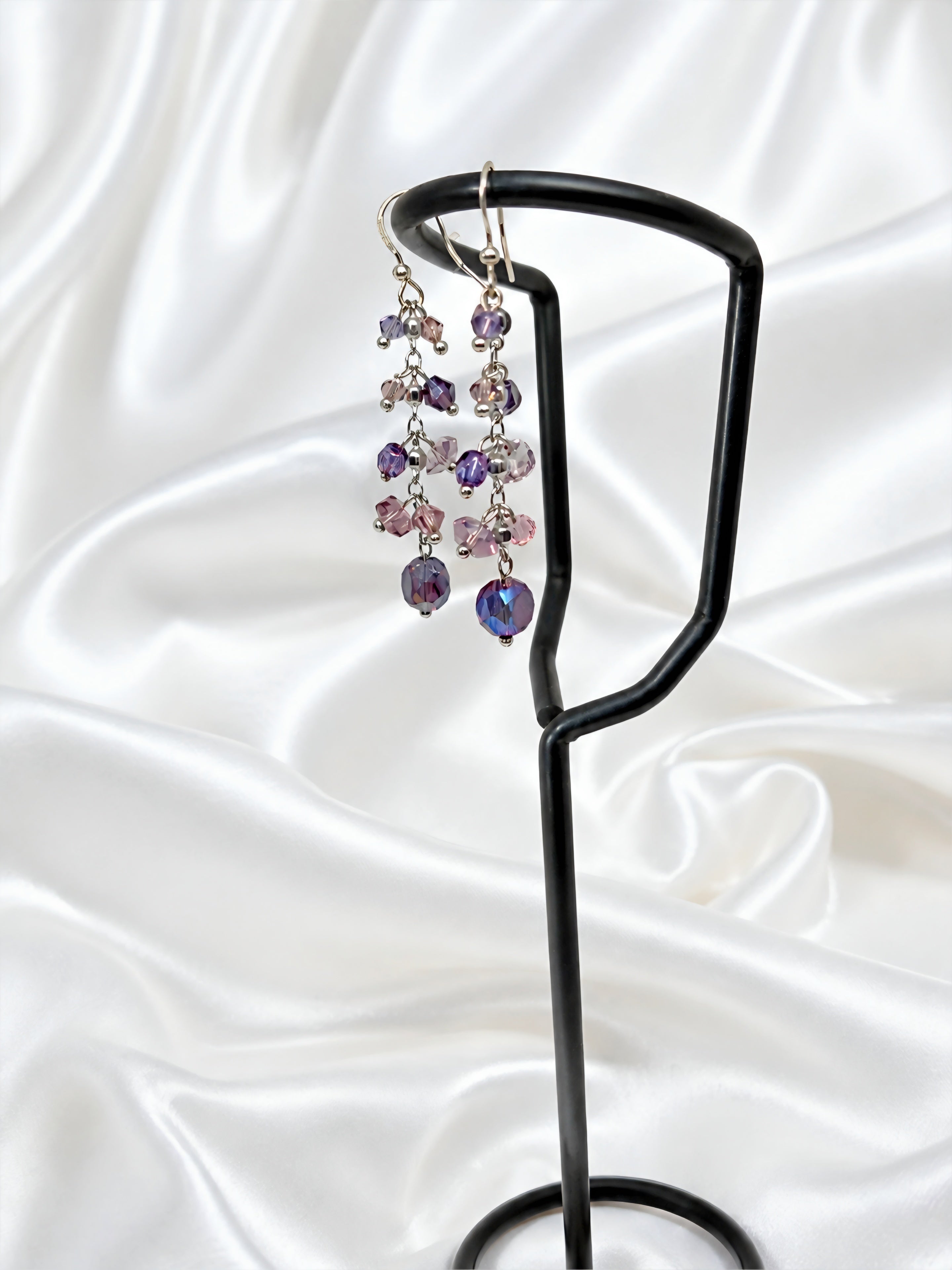 Purple Crystal Cascade Earrings