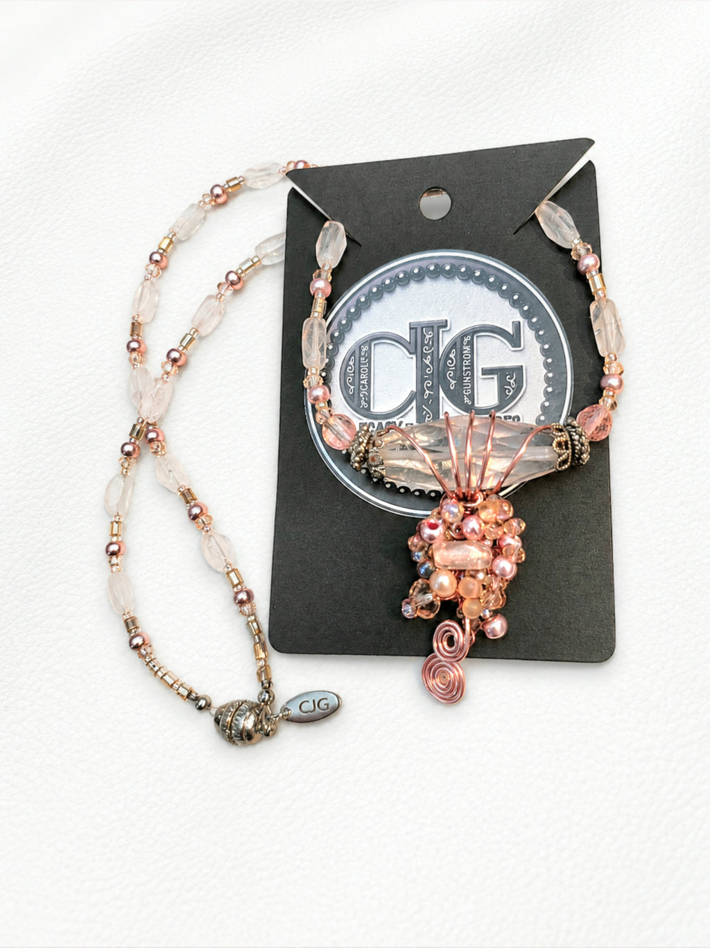 Rose Quartz Crystal Cascade Necklace