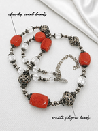 Red-Orange Chunky Coral & Filigree Necklace