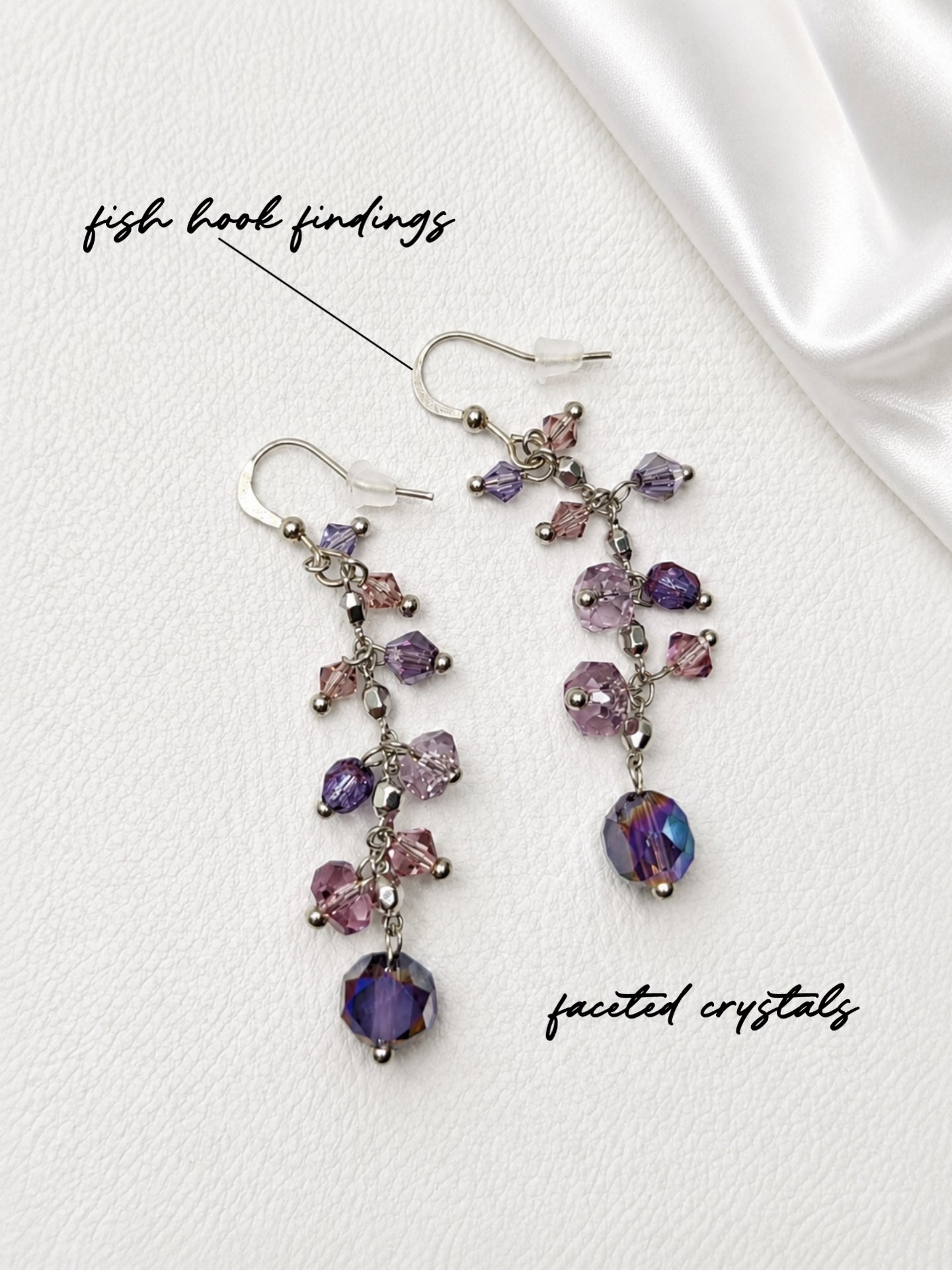 Purple Crystal Cascade Earrings
