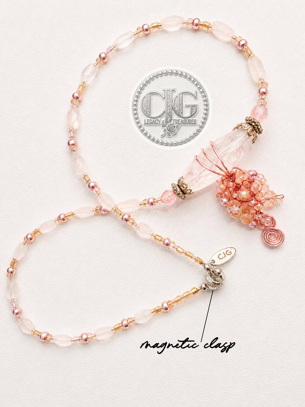 Rose Quartz Crystal Cascade Necklace