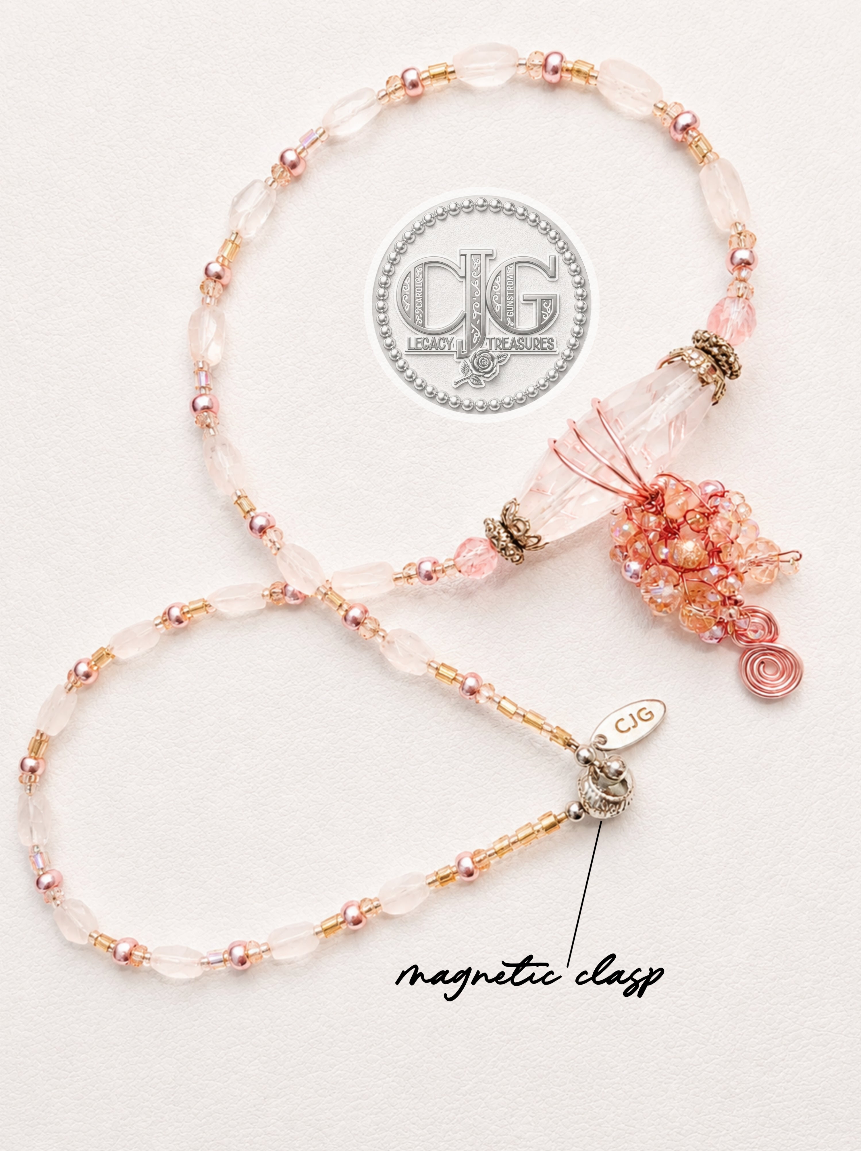 Rose Quartz Crystal Cascade Necklace