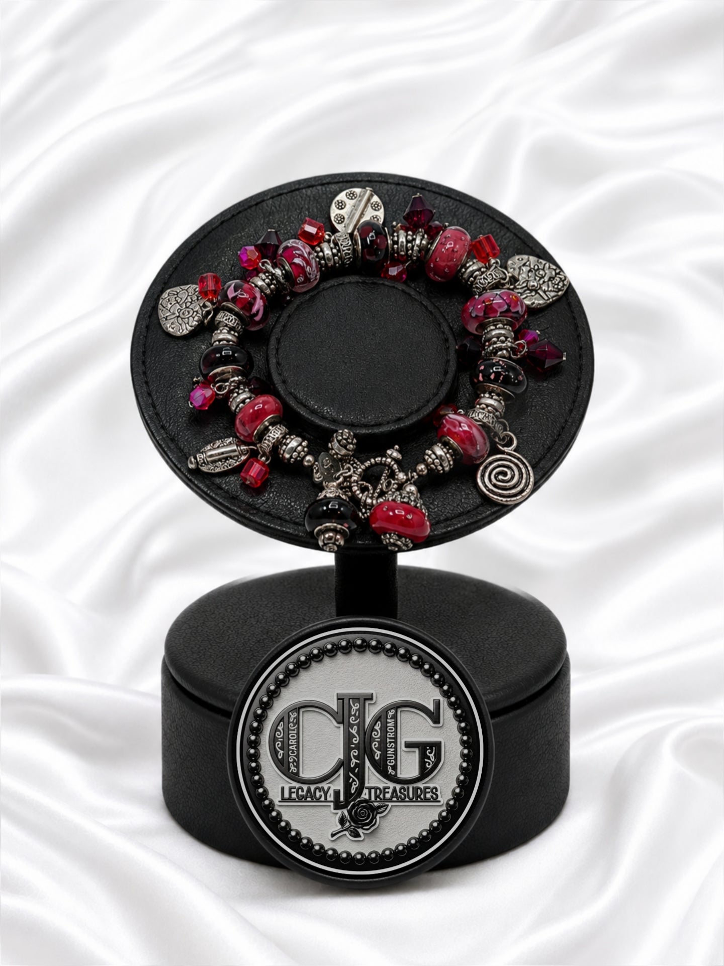 Crimson Trollbead & Crystal Charm Bracelet