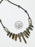 Iridescent Spiked Aura Quartz & Beaded Necklace