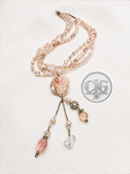 Coral Multi-Strand Pearl & Crystal Seashell Pendant Necklace