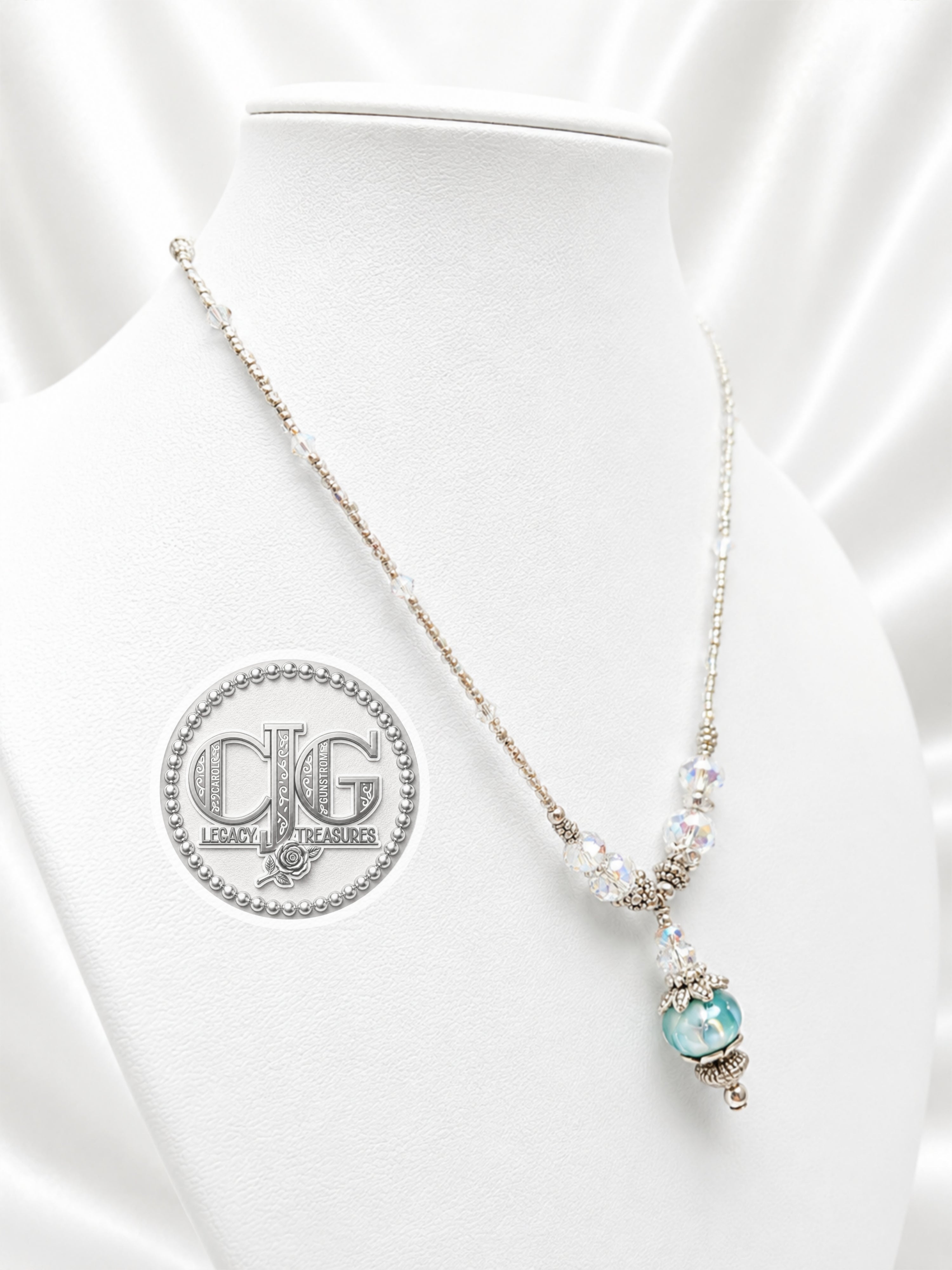 Aqua Mist Pandora Drop Necklace
