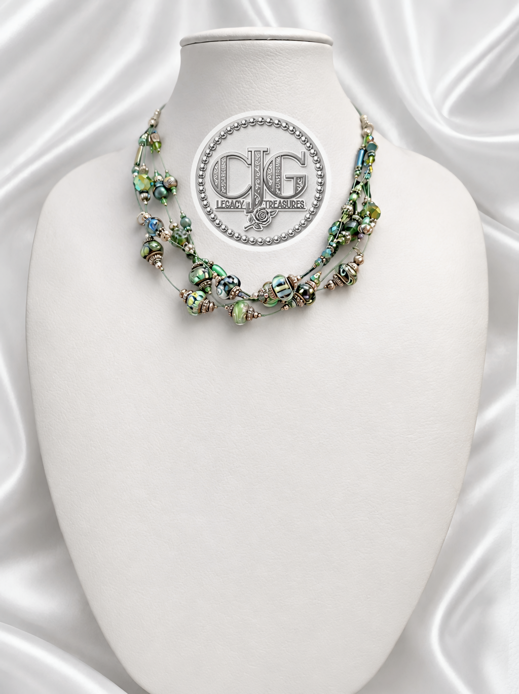Enchanted Forest Lampwork Glass Illusion Necklace
