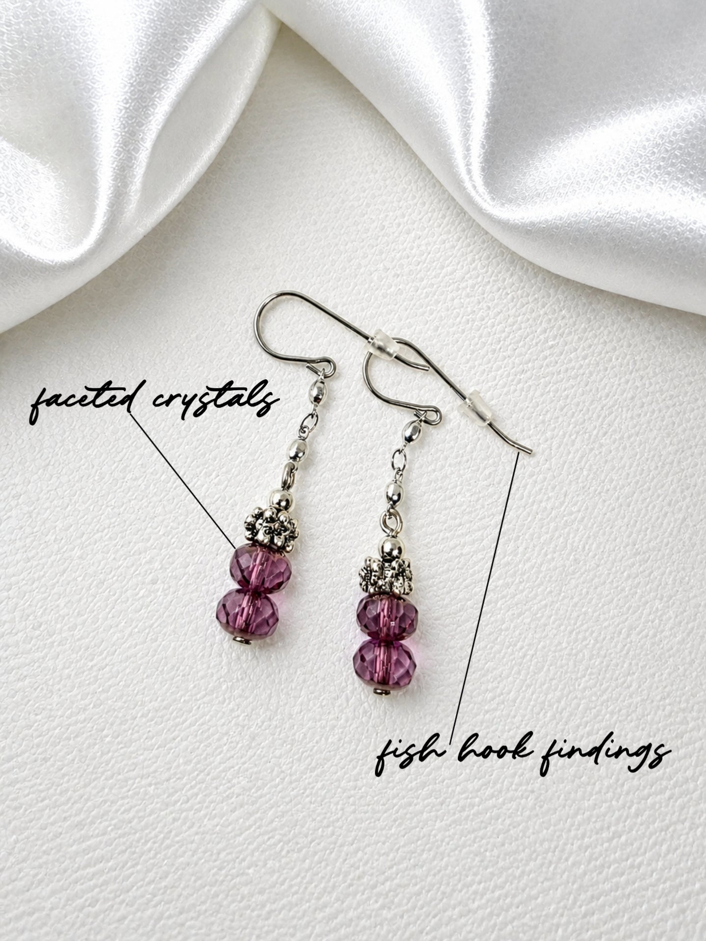 Amethyst Crystal Drop Earrings