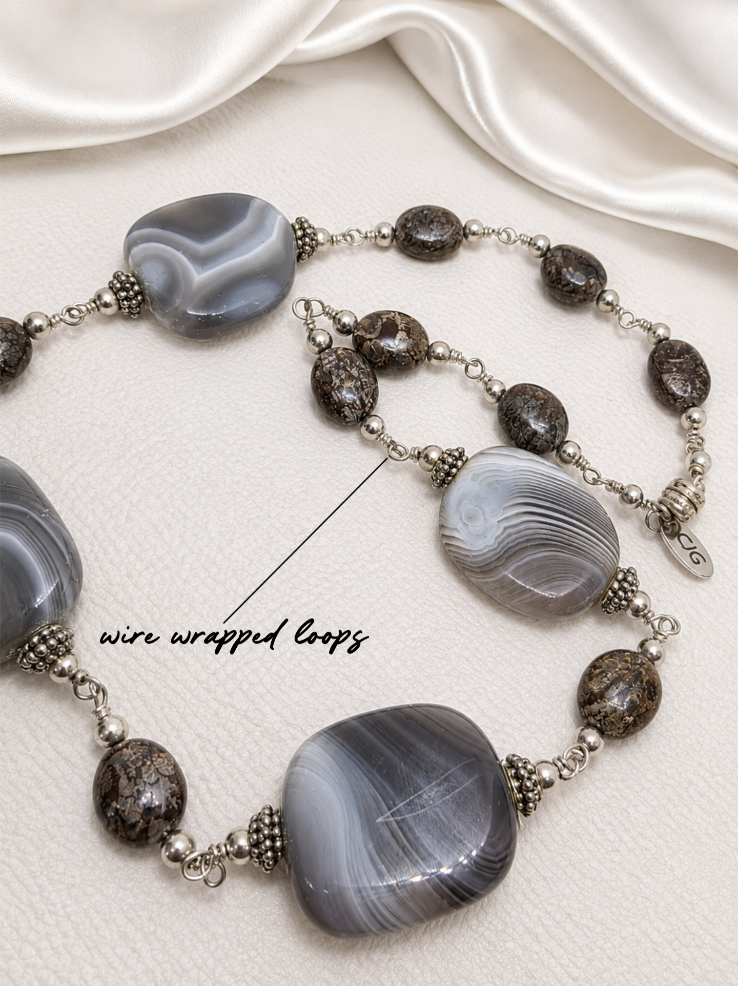 Grey-Brown Botswana Agate & Jasper Necklace