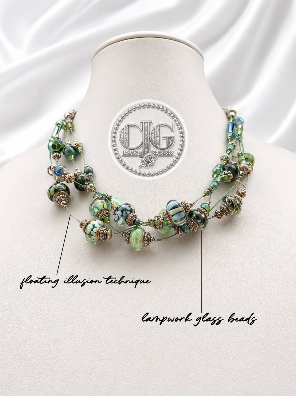 Enchanted Forest Lampwork Glass Illusion Necklace