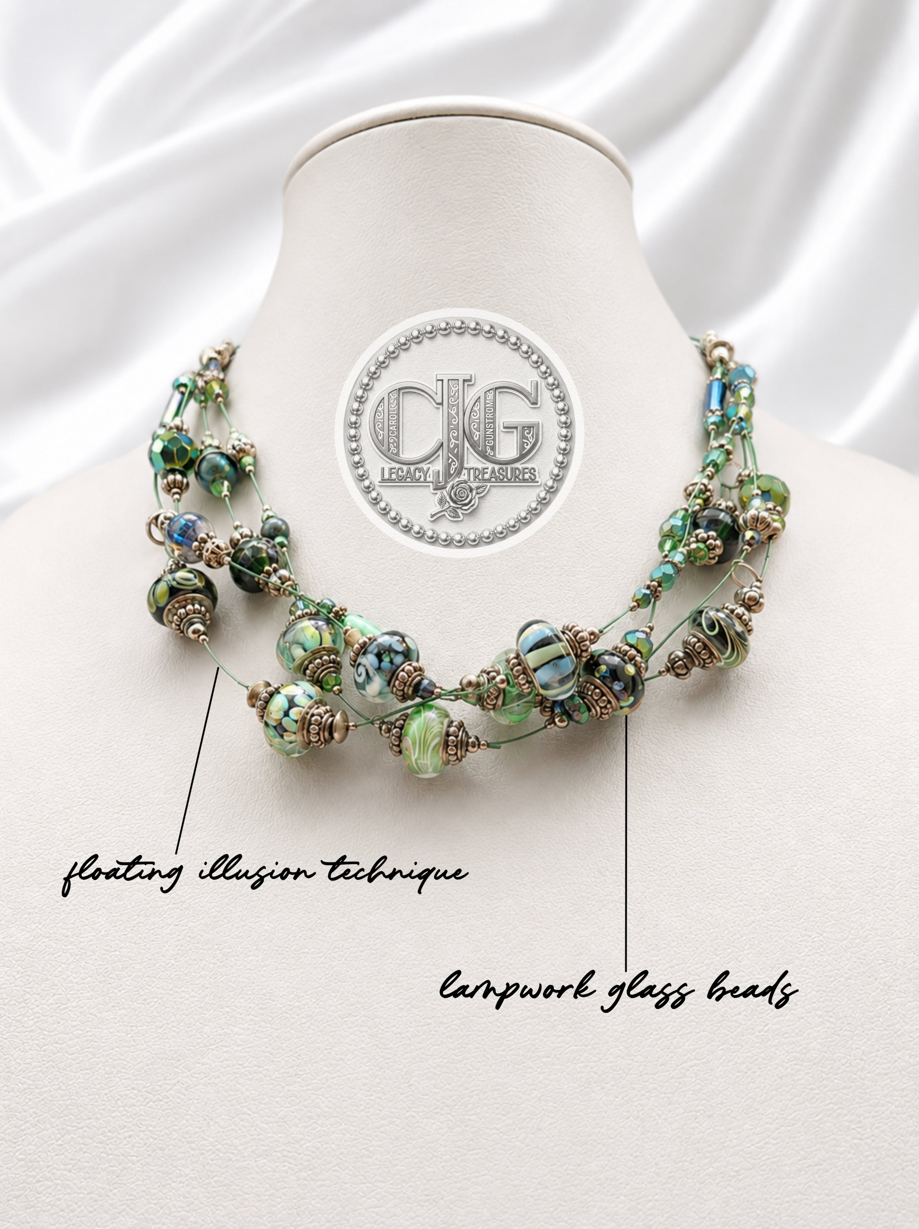 Enchanted Forest Lampwork Glass Illusion Necklace