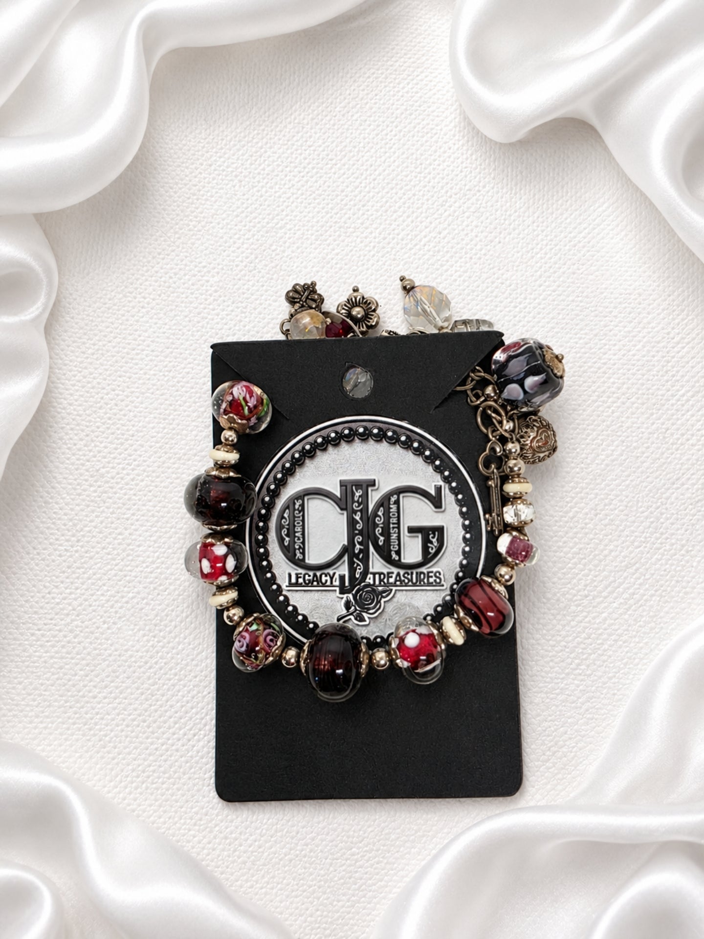 Cranberry Pandora Glass Charm Bracelet