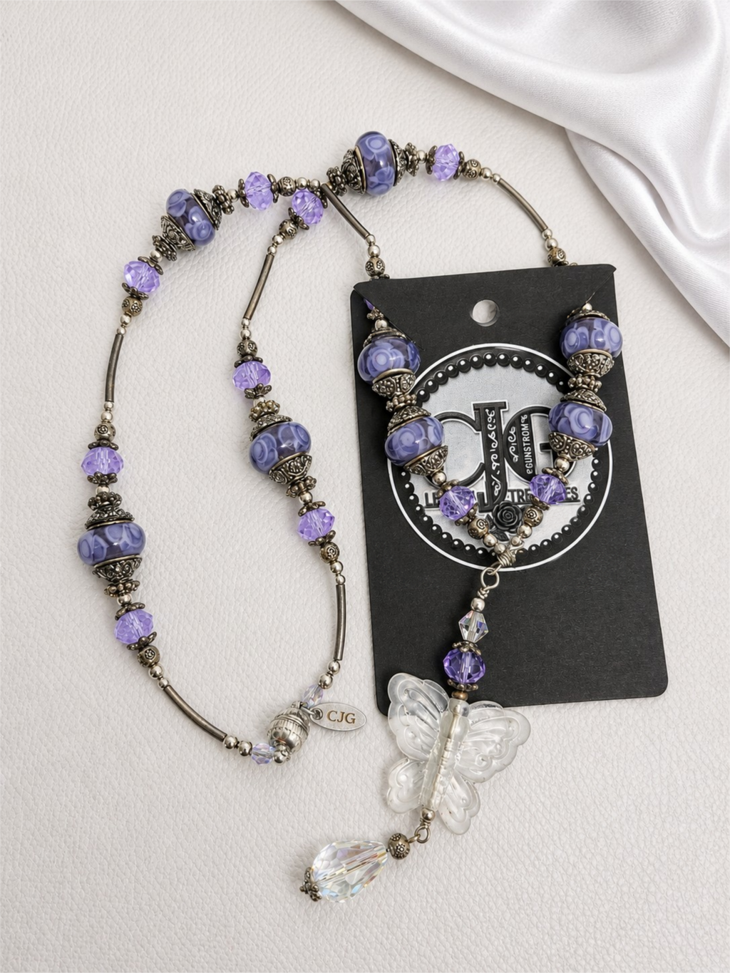 Lavender Pandora Butterfly Necklace