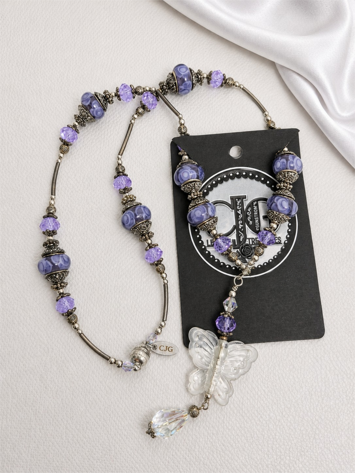 Lavender Pandora Butterfly Necklace