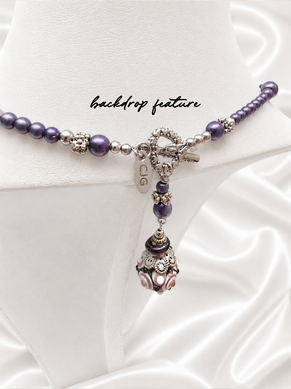 Violet Pearl & Lampwork Glass Necklace