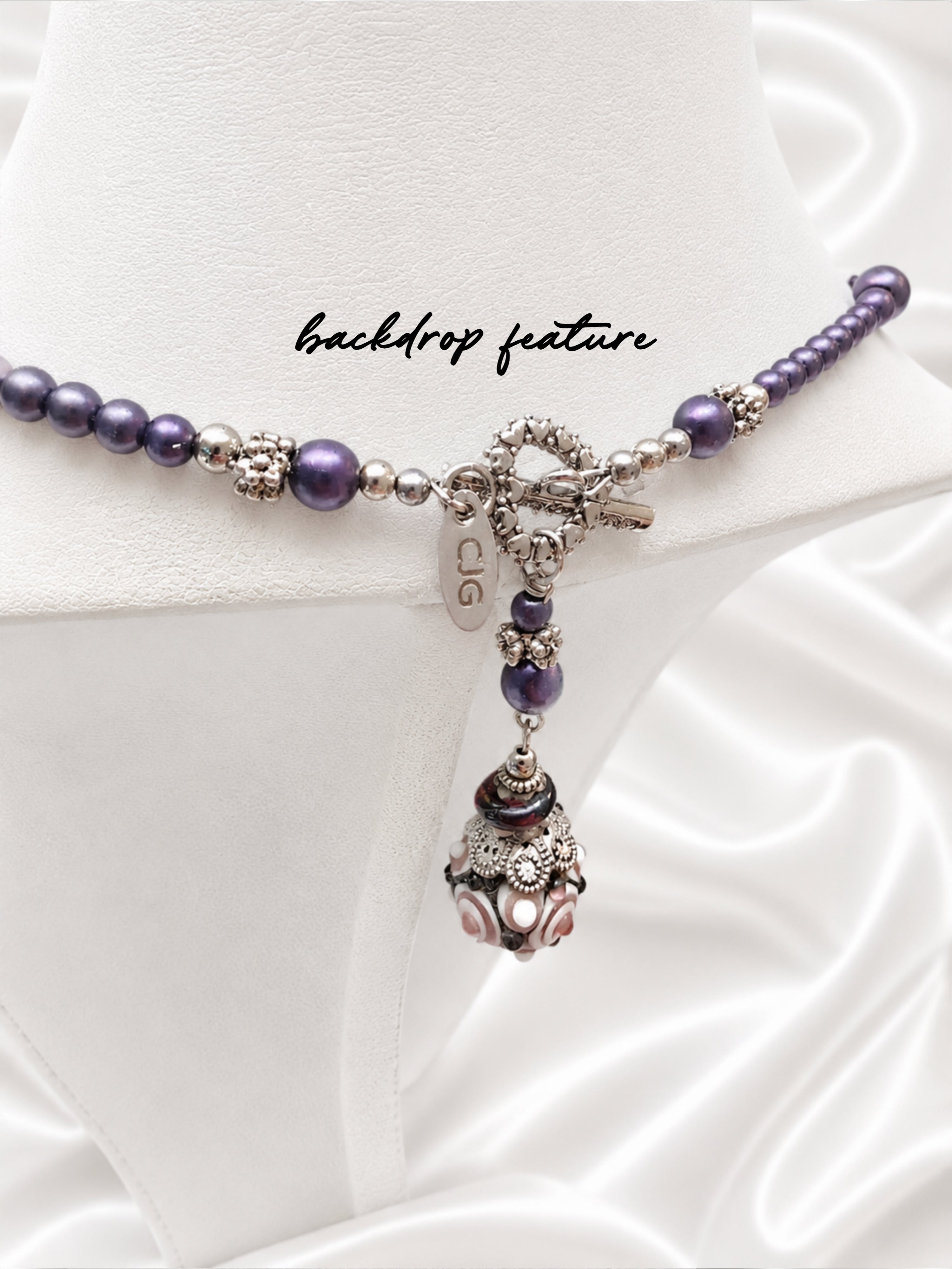 Violet Pearl & Lampwork Glass Necklace
