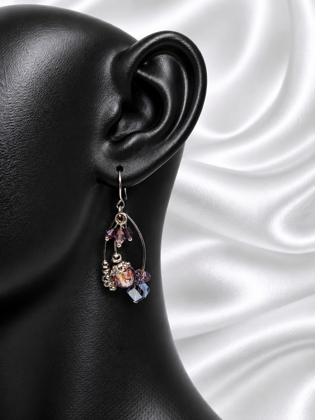 Lavender Crystal Floral Chandelier Earrings