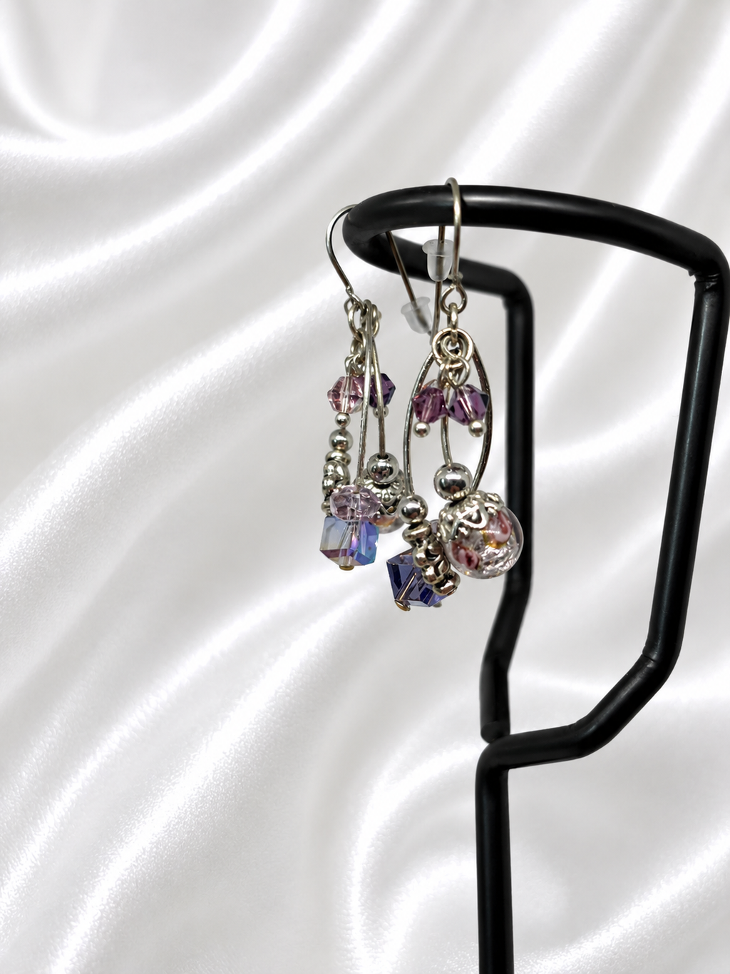 Lavender Crystal Floral Chandelier Earrings