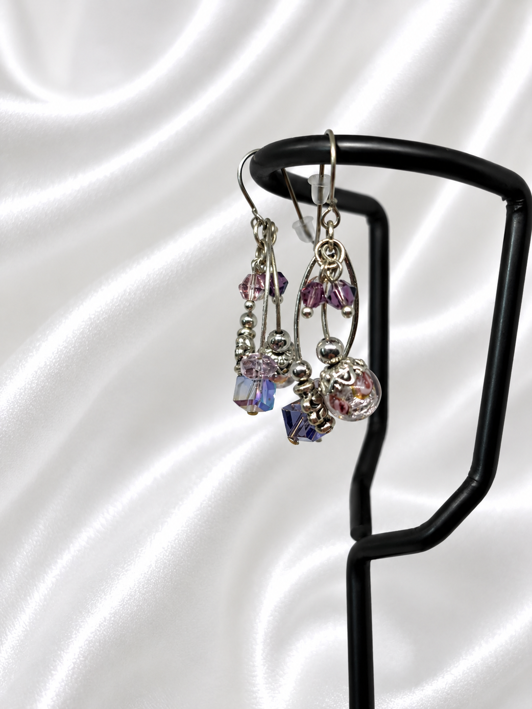 Lavender Crystal Floral Chandelier Earrings