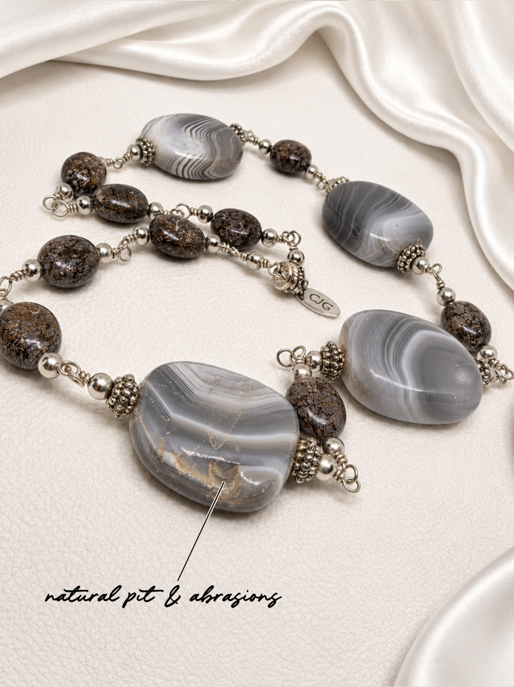 Grey-Brown Botswana Agate & Jasper Necklace