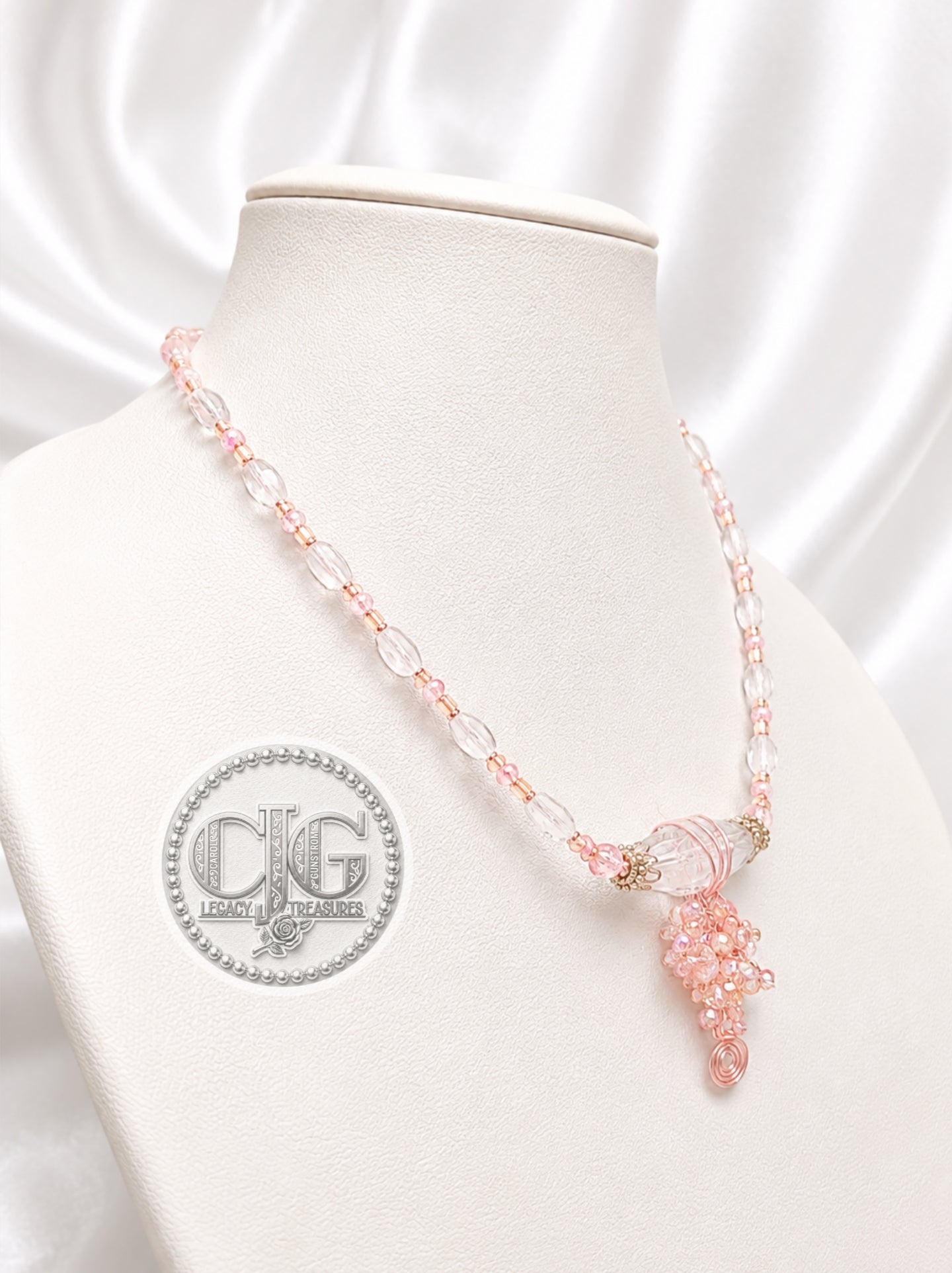 Rose Quartz Crystal Cascade Necklace