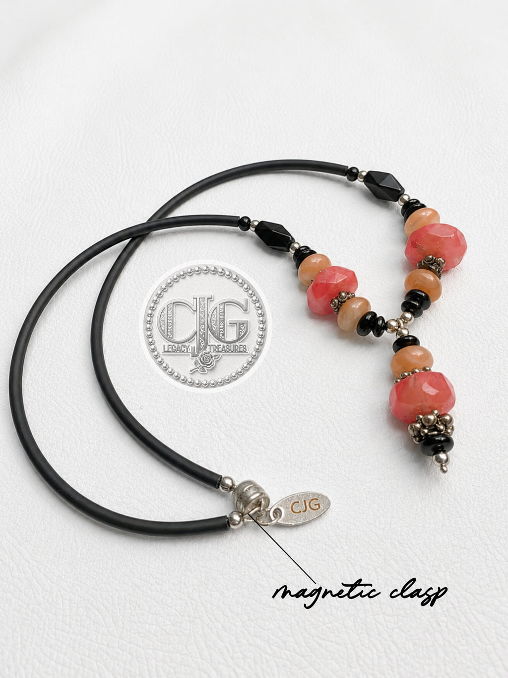 Coral Chalcedony Drop Necklace
