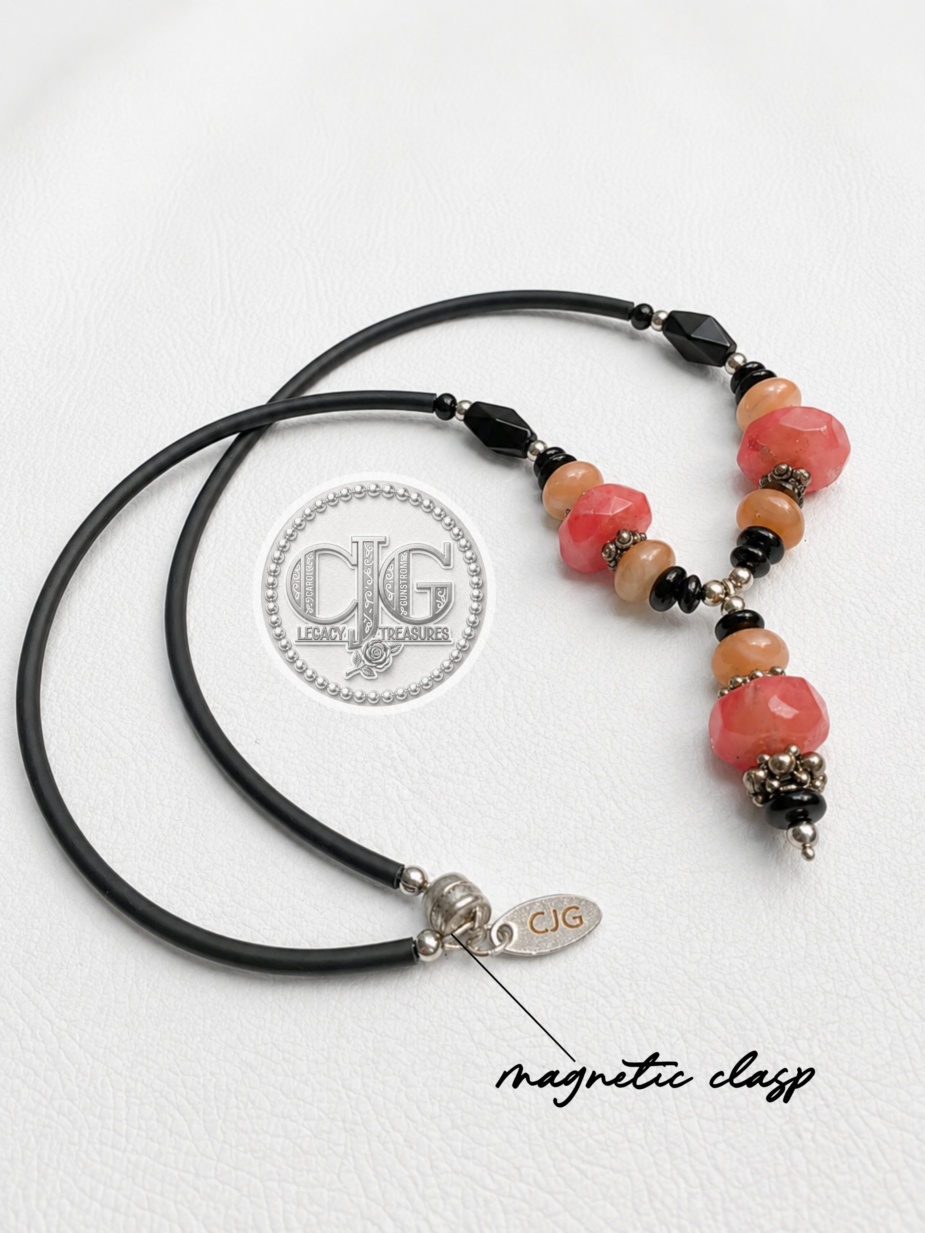 Coral Chalcedony Drop Necklace