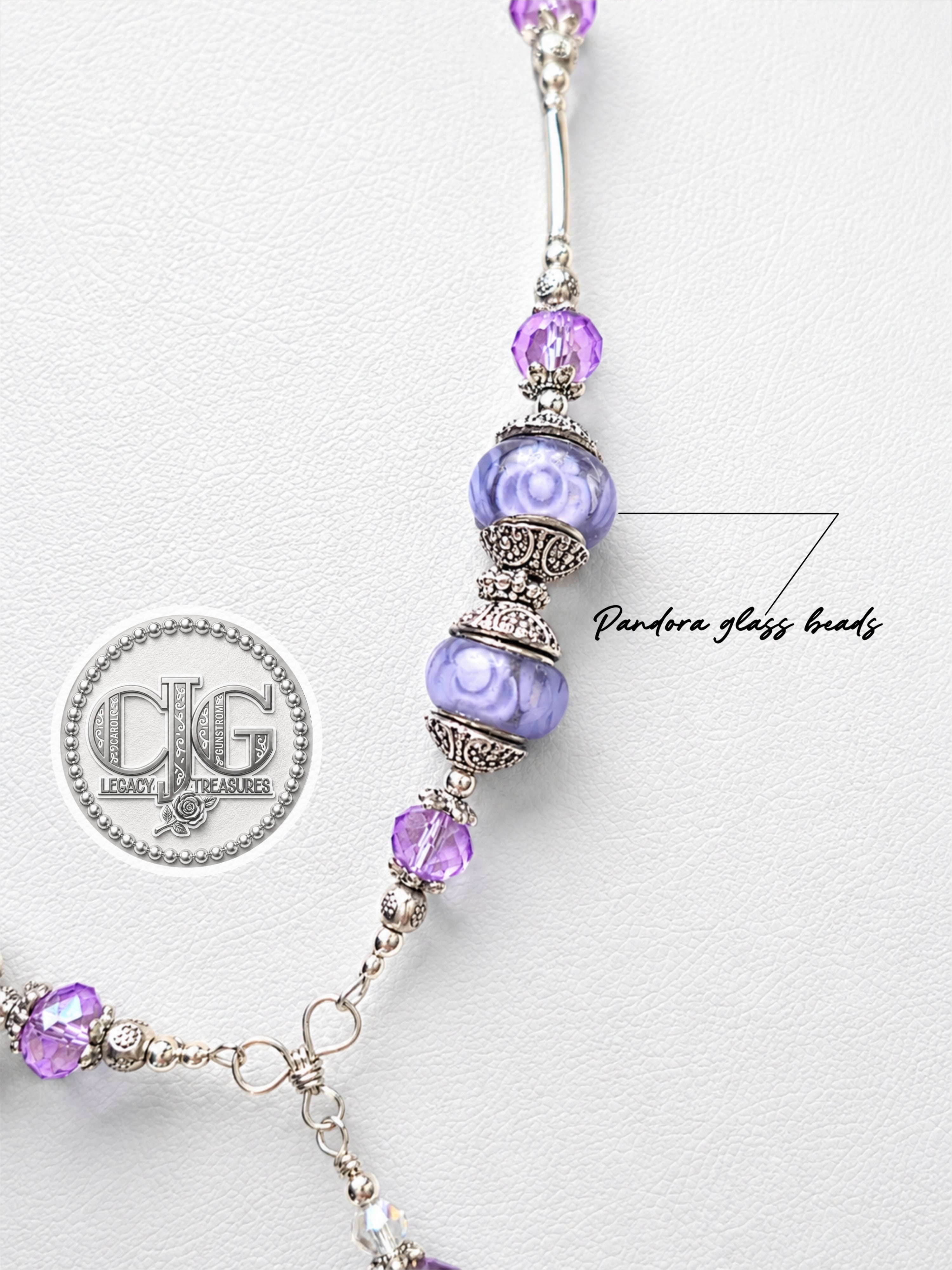 Lavender Y-Drop Pandora Beaded Butterfly Necklace