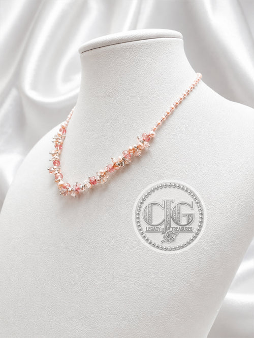 Blush Pearl & Crystal Cluster Necklace