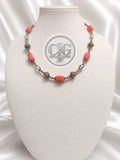 Coral Filigree & Crystal Necklace