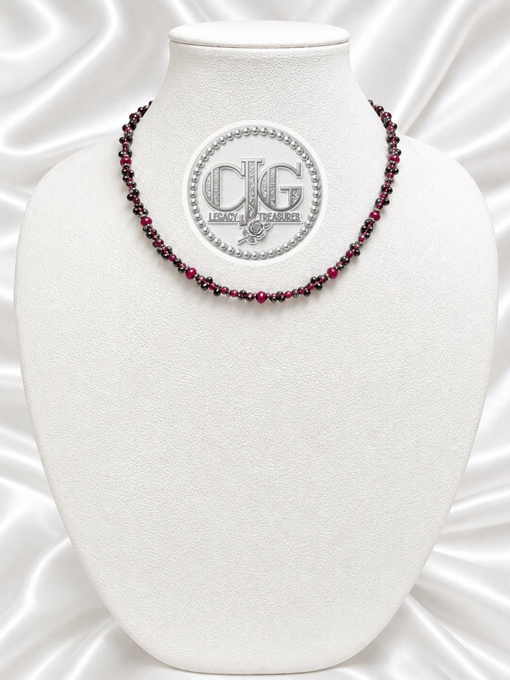 Garnet & Ruby Briolette Cluster Necklace