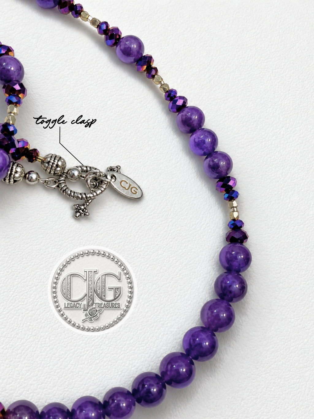 Amethyst & Iridescent Beaded Necklace