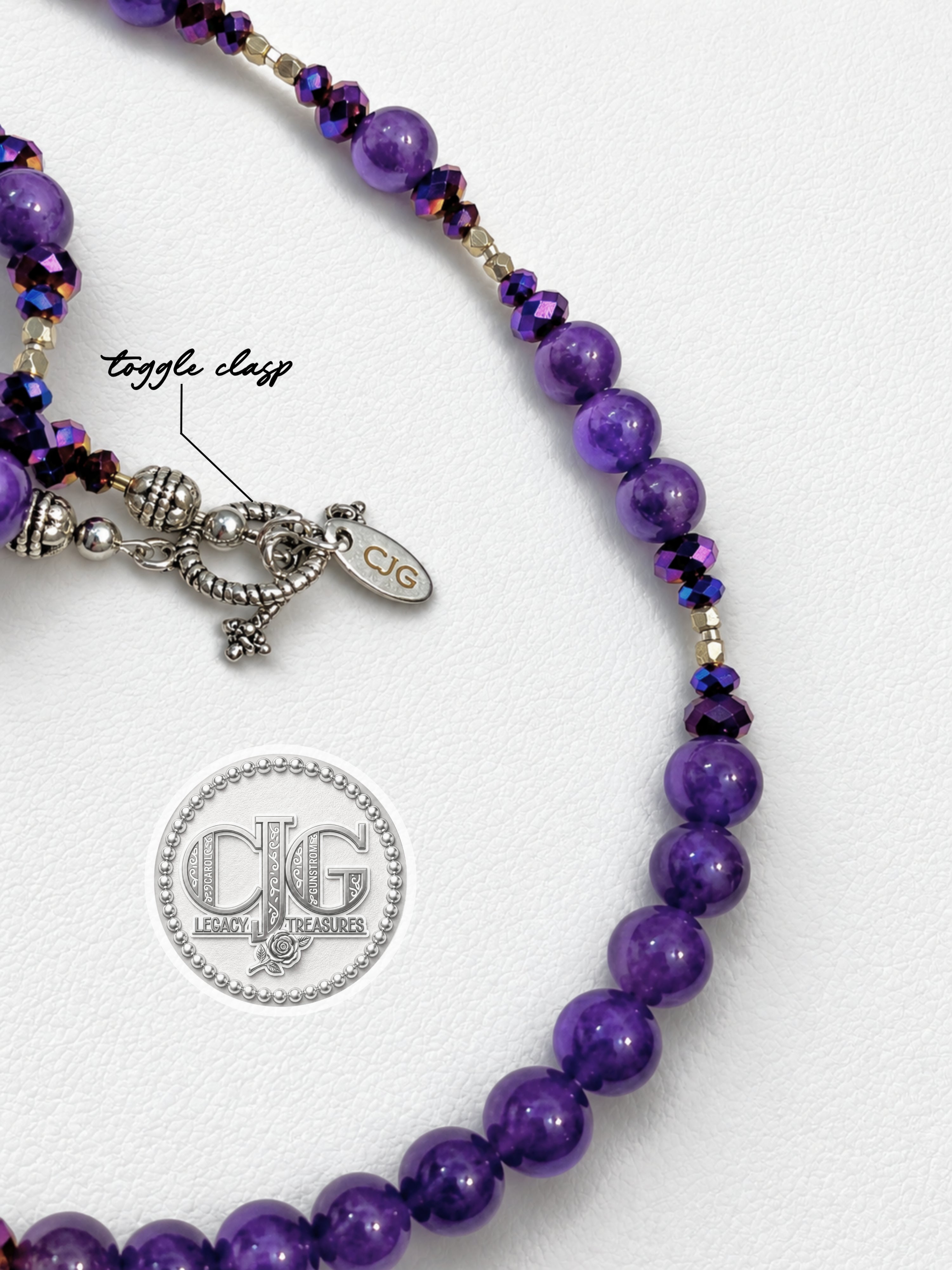 Amethyst & Iridescent Beaded Necklace